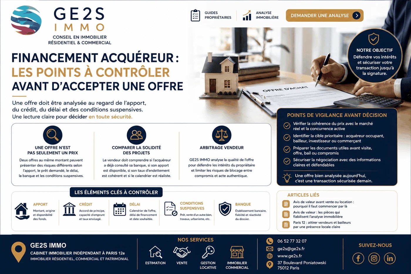 Financement acquéreur : les points à contrôler avant d’accepter une offre — GE2S IMMO