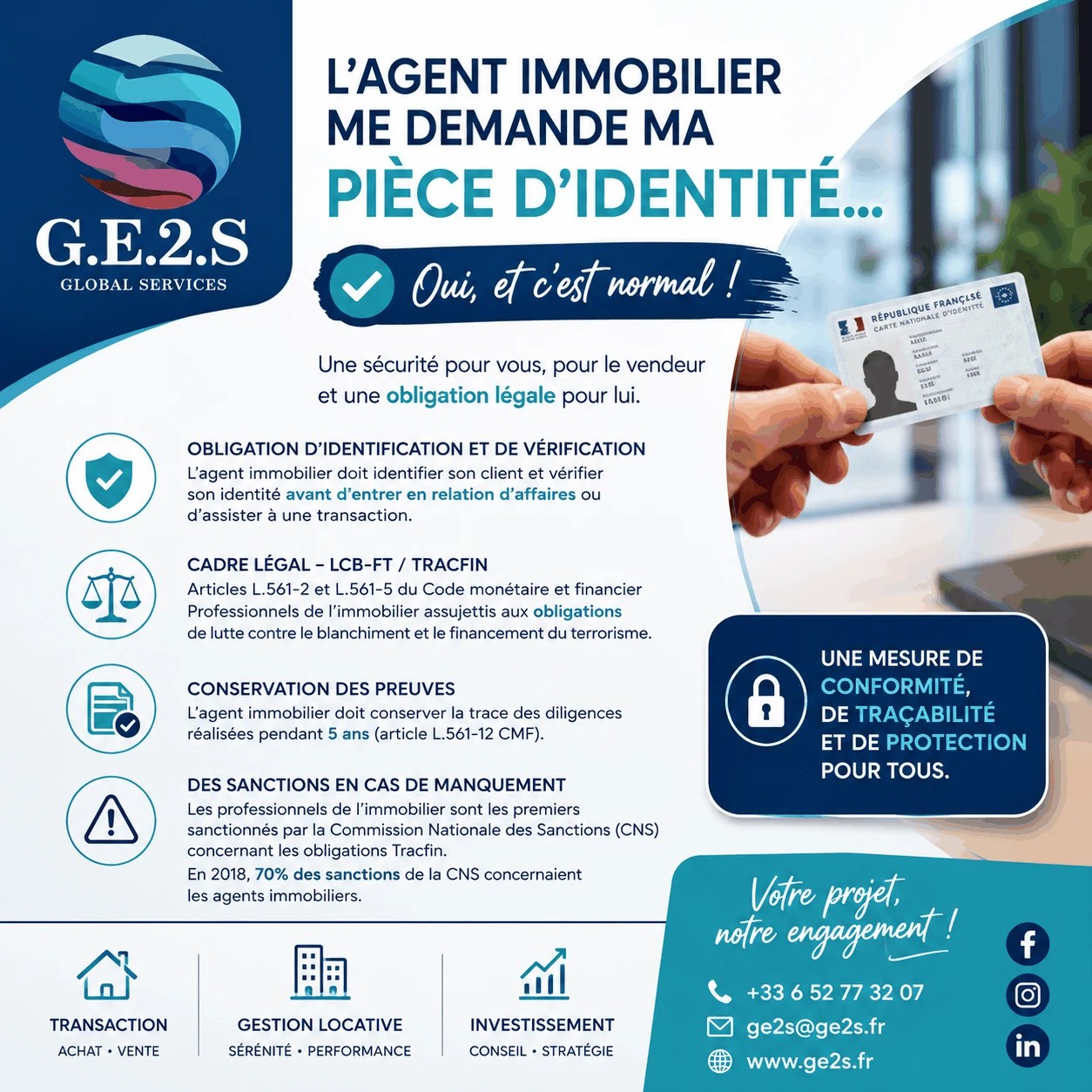 Pièce d’identité avant visite : sécuriser le vendeur et le rendez-vous — GE2S IMMO