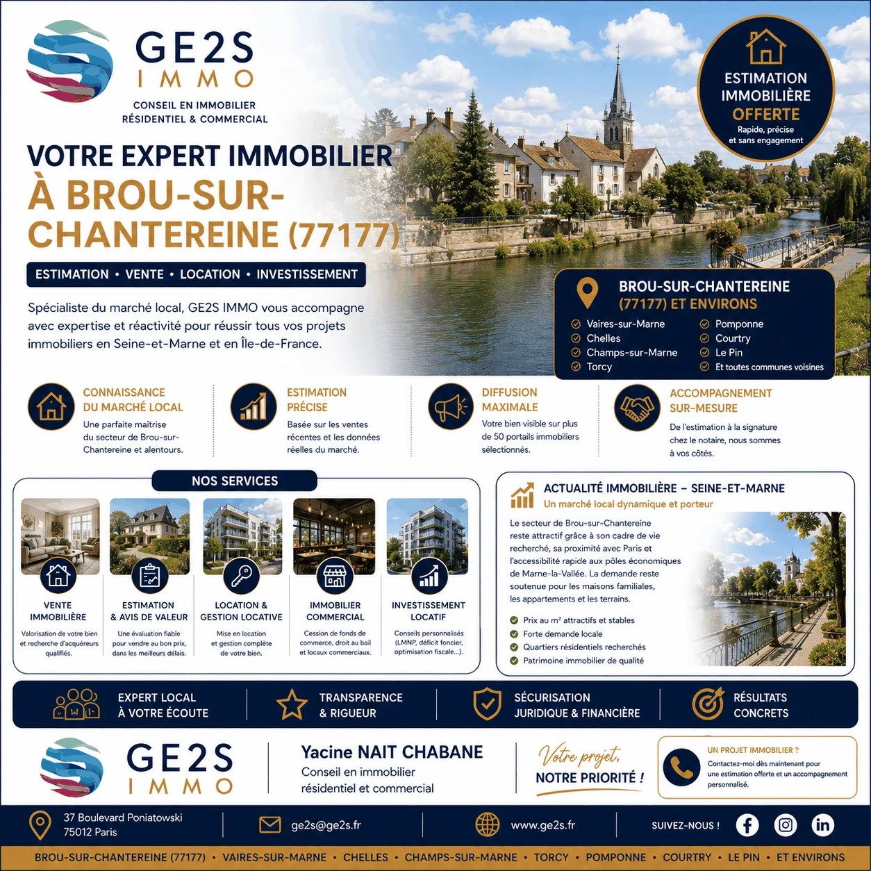 Brou-sur-Chantereine 77177 : estimation locale et stratégie de vente — GE2S IMMO